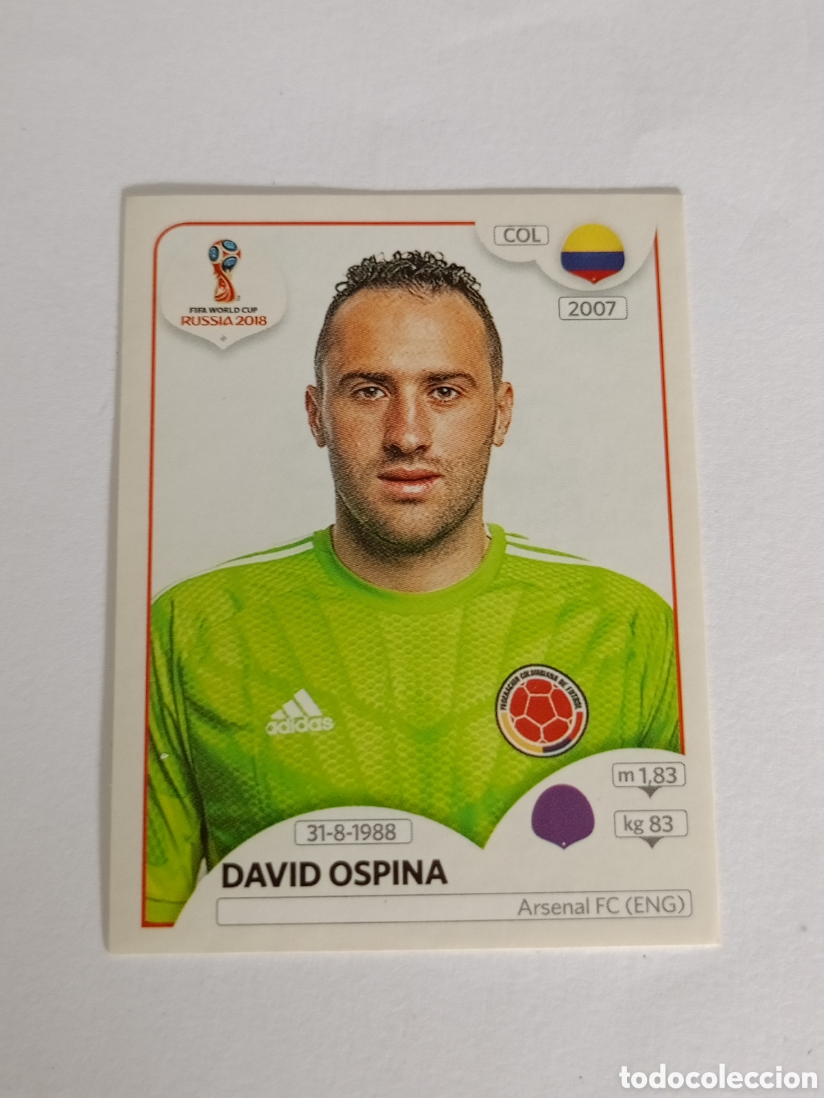 Cromos de F&uacute;tbol: 634 DAVID OSPINA COLOMBIA CROMOS MUNDIAL FUTBOL 18 FIFA WORLD CUP RUSSIA RUSIA 2018