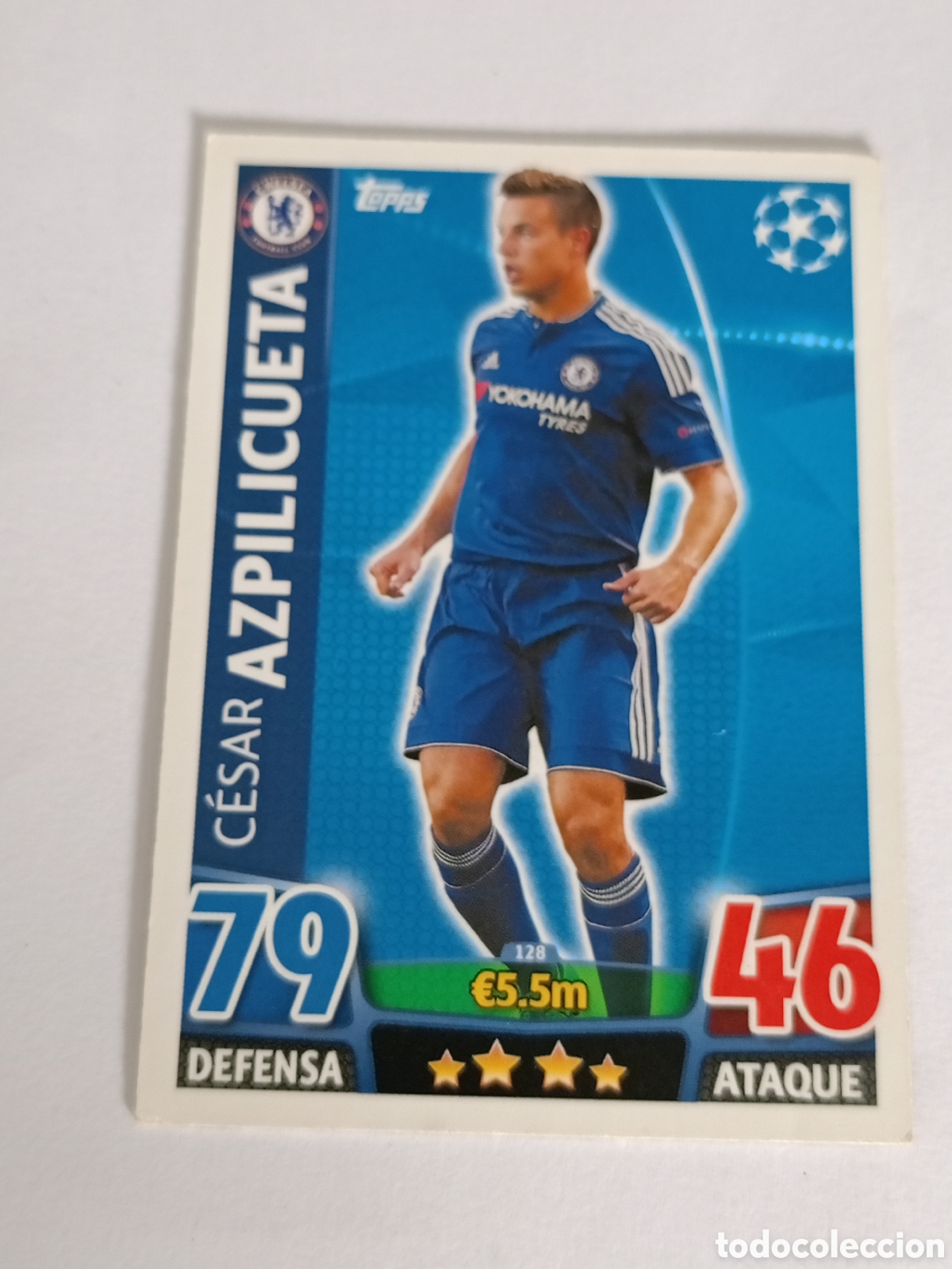 Cromos de Futebol: 128 CESAR AZPILICUETA CHELSEA ⚽ TOPPS MATCH ATTAX CHAMPIONS 2015 2016 15 16