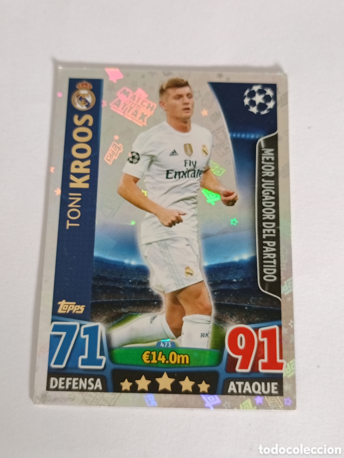 Cartes &agrave; collectionner de Football: KROOS #473 MAN OF THE MATCH REAL MADRID CHAMPIONS LEAGUE ATTAX NORDIC EDITION 2015 2016 TOPPS 15 16