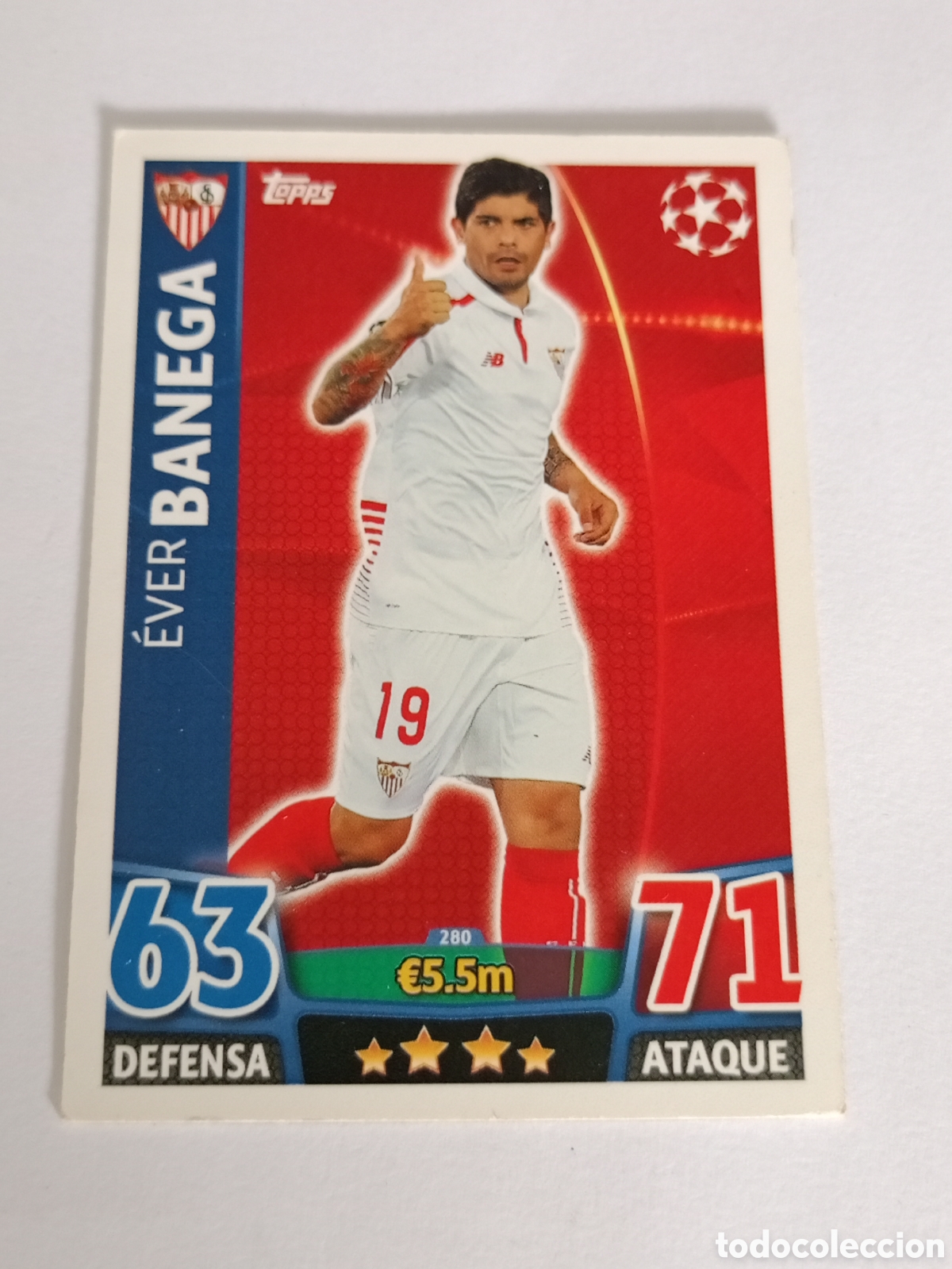 Cromos de F&uacute;tbol: 280 EVER BANEGA SEVILLA ⚽ TOPPS MATCH ATTAX CHAMPIONS 2015 2016 15 16 ⚽