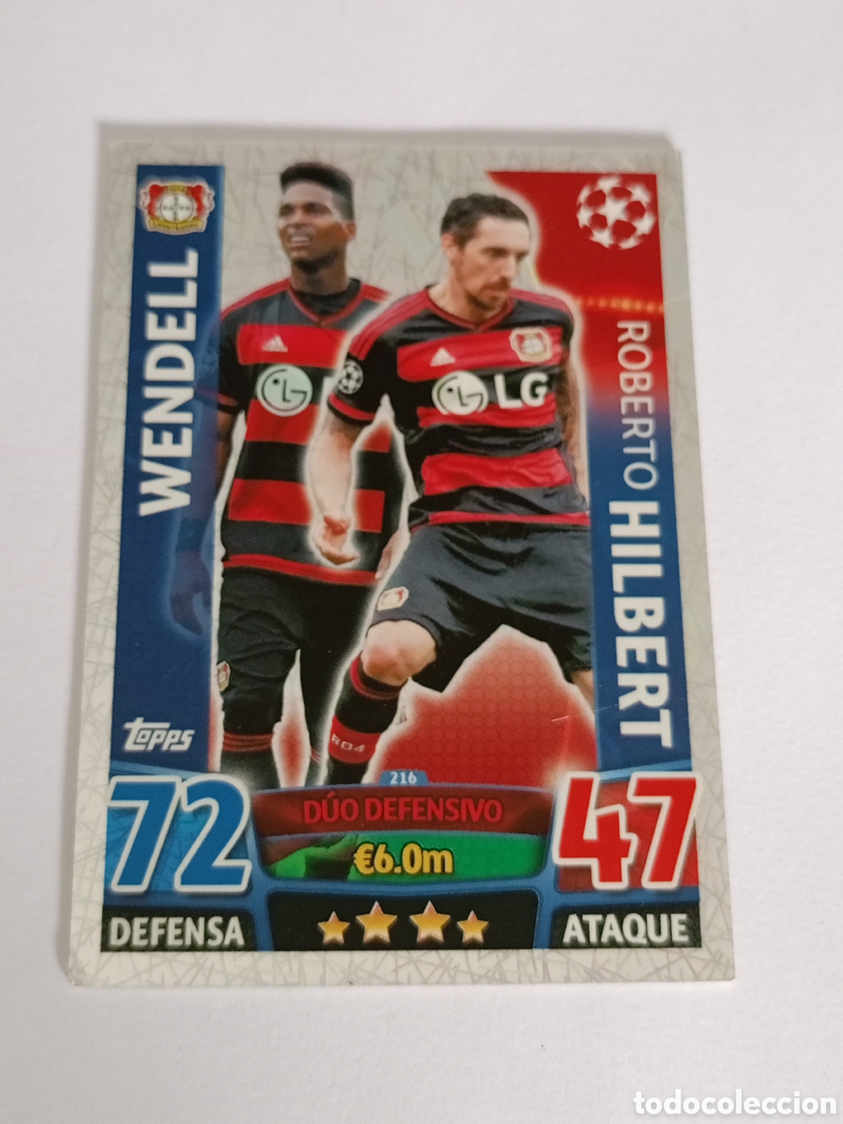 Cartes &agrave; collectionner de Football: 216 DUO WENDELL HILBERT LEVERKUSEN CROMOS CARDS UEFA CHAMPIONS LEAGUE TOPPS ATTAX 15 16 2015 2016
