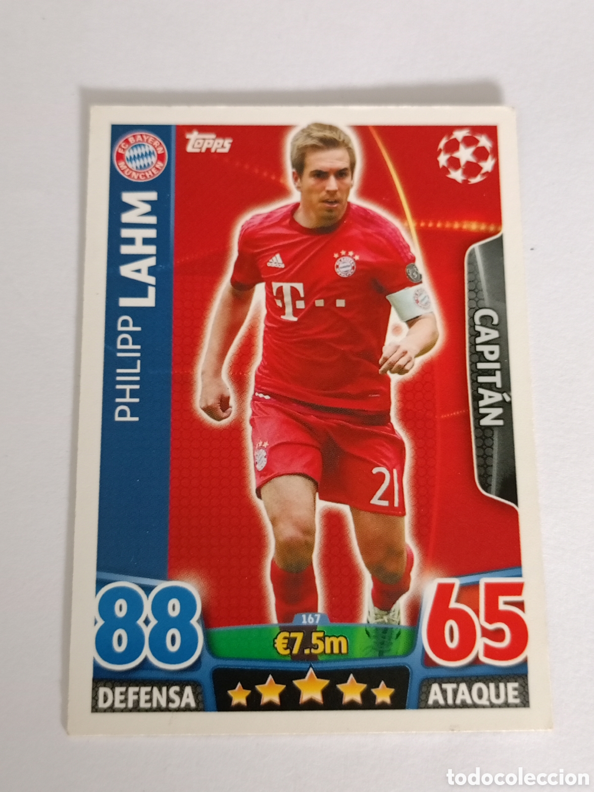 Cartes &agrave; collectionner de Football: 167 LAHM BAYERN MUNICH TOPPS MATCH ATTAX 2015 2016 CROMO 15 16 FUTBOL - A6 PG19