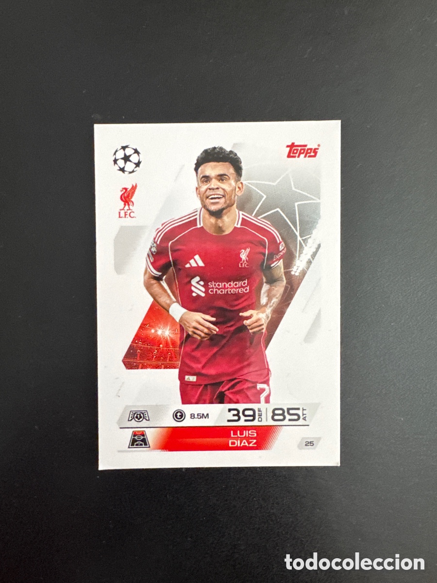 Cromos de F&uacute;tbol: LUIS D&Iacute;AZ LIVERPOOL N&Uacute;MERO 25 MATCH ATTAX 2025 2026