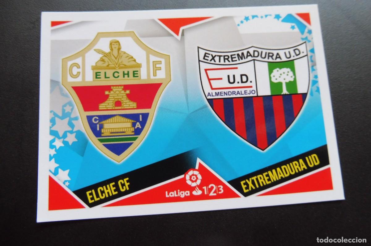 Cromos de F&uacute;tbol: CROMO PANINI - LIGA SANTANDER 2018/19 ESTE - ESCUDOS N&Uacute;M 4 - ELCHE CF - EXTREMADURA UD