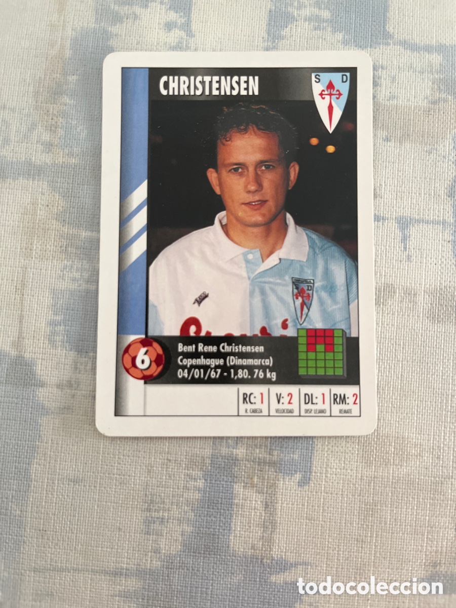 Figurine di Calcio: CHRISTENSEN S.D.COMPOSTELA SUPER GOL 95 96 MARCA LFP 1995 1996 CARTA TAMA&Ntilde;O FOURNIER PERFECTO ESTADO
