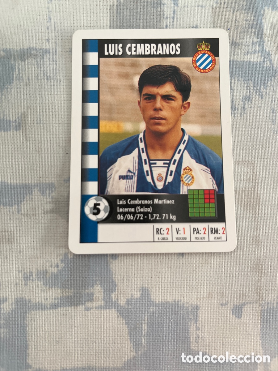 Cartes &agrave; collectionner de Football: LUIS CEMBRANOS R.C.D.ESPA&Ntilde;OL SUPER GOL 95 96 MARCA LFP 1995 1996 CARTA TAMA&Ntilde;O FOURNIER PERFECTO EST.