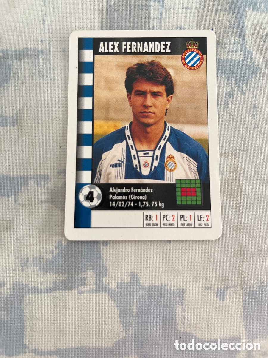 Football Stickers: ALEX FERNANDEZ R.C.D.ESPA&Ntilde;OL SUPER GOL 95 96 MARCA LFP 1995 1996 CARTA TAMA&Ntilde;O FOURNIER PERFECTO EST.