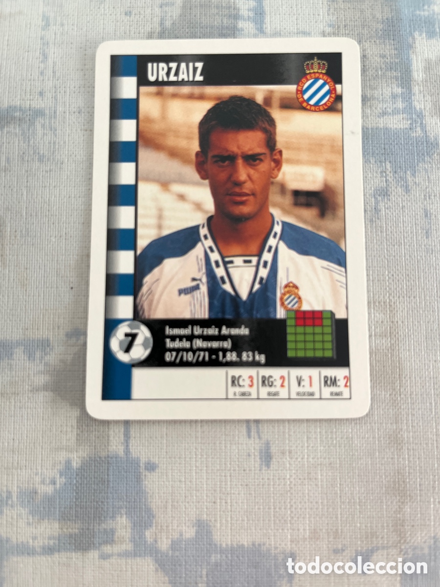 Fu&szlig;ball-Sticker: URZAIZ R.C.D.ESPA&Ntilde;OL SUPER GOL 95 96 MARCA LFP 1995 1996 CARTA TAMA&Ntilde;O FOURNIER PERFECTO EST.