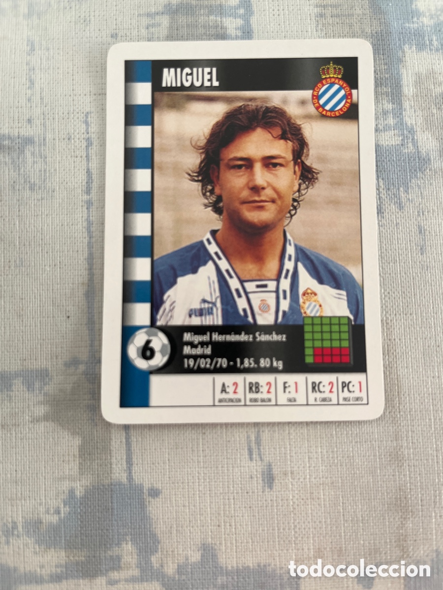 Fu&szlig;ball-Sticker: MIGUEL R.C.D.ESPA&Ntilde;OL SUPER GOL 95 96 MARCA LFP 1995 1996 CARTA TAMA&Ntilde;O FOURNIER PERFECTO EST.