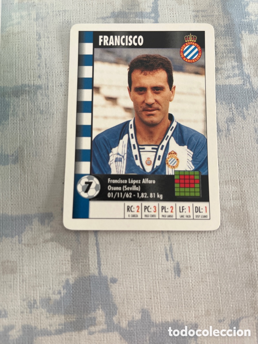 Fu&szlig;ball-Sticker: FRANCISCO R.C.D.ESPA&Ntilde;OL SUPER GOL 95 96 MARCA LFP 1995 1996 CARTA TAMA&Ntilde;O FOURNIER PERFECTO EST.