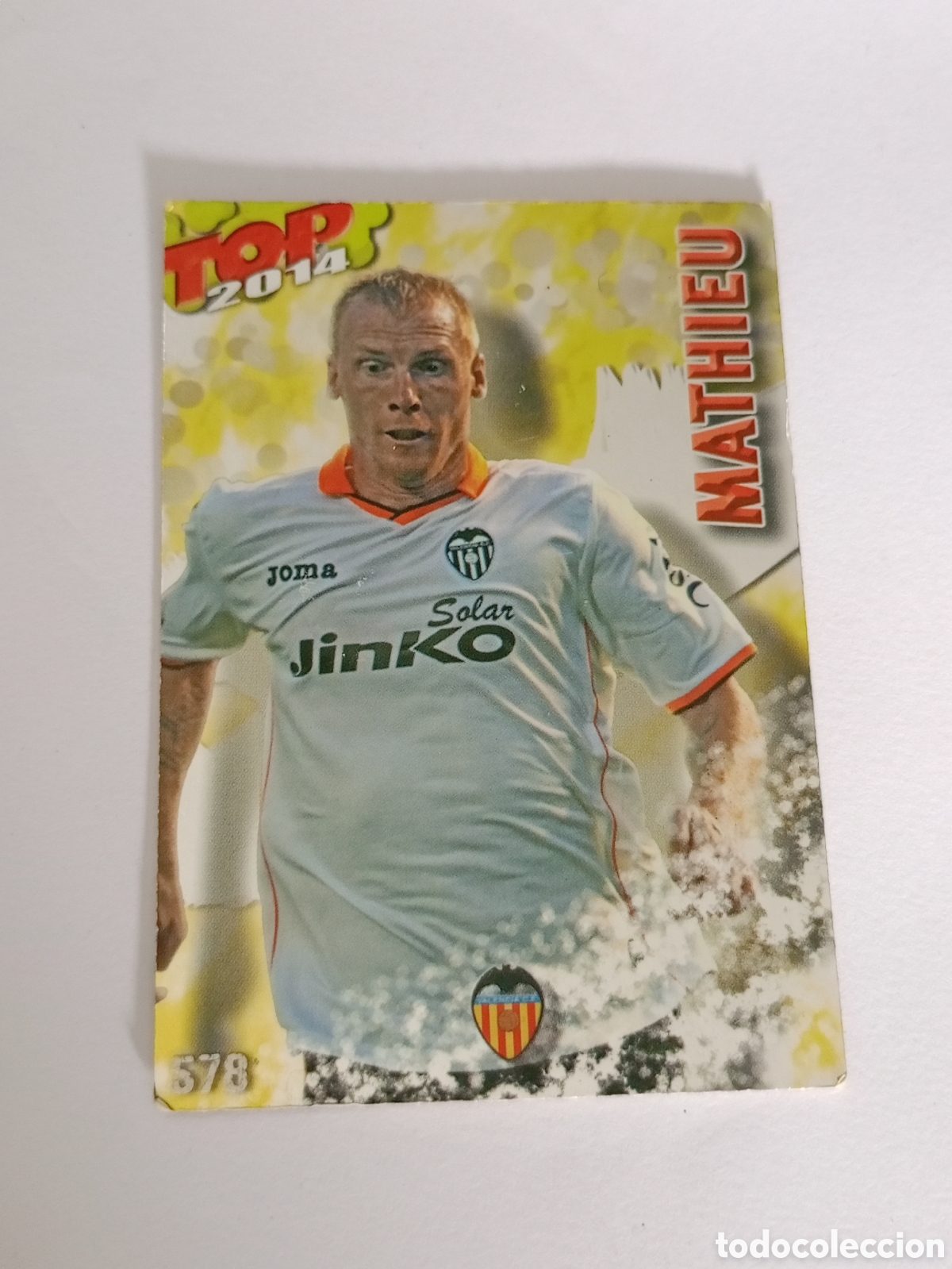 Cromos de F&uacute;tbol: Cromo Card n&ordm; 578 MATHIEU TOP 3 BRILLO VERDE. LAS FICHAS QUIZ DE LA LIGA FUTBOL 2013 2014 MUNDICROMO