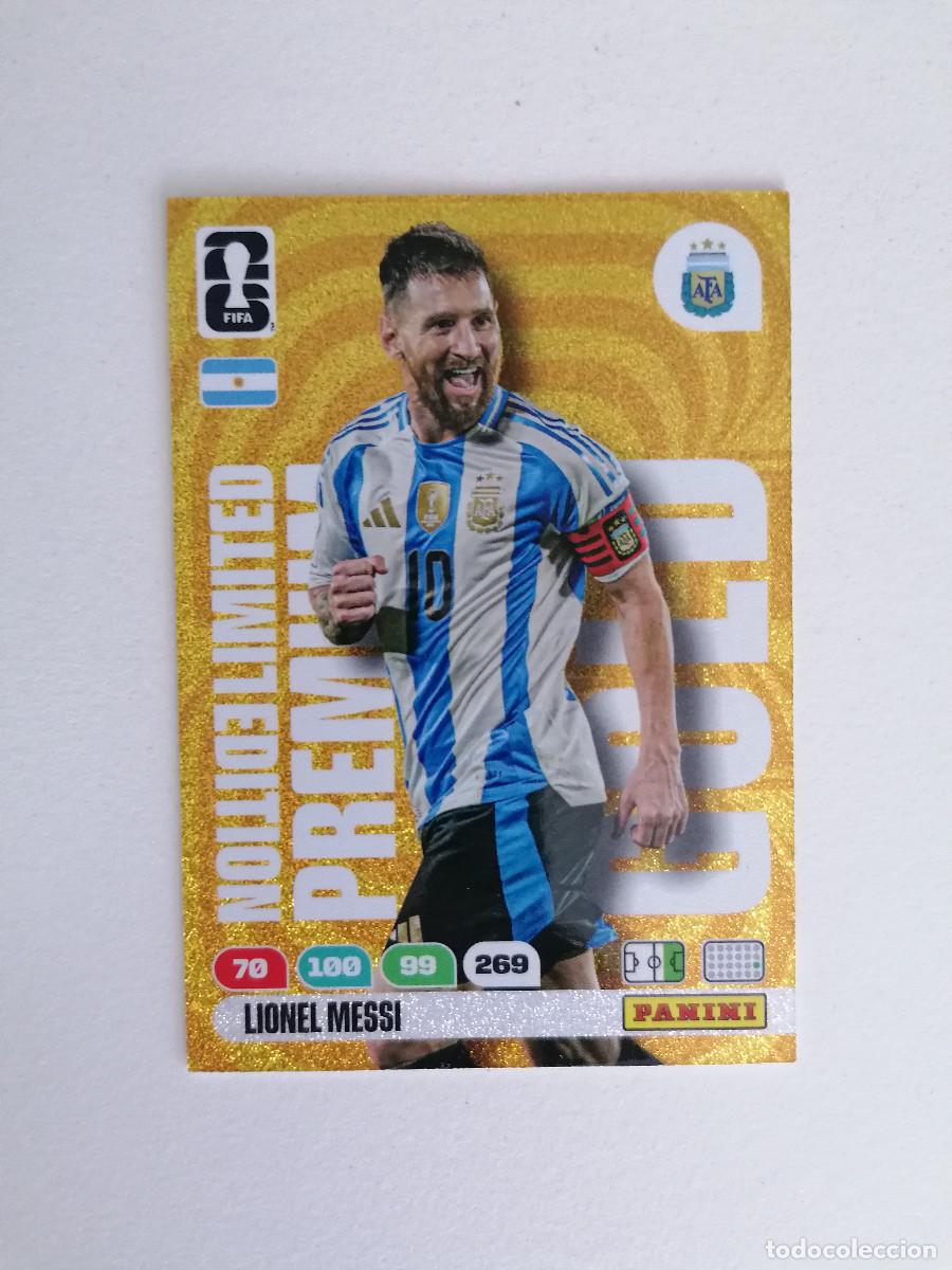 Cromos de f&uacute;tbol: LIONEL MESSI World Cup 2026 Adrenalyn XL Panini PREMIUM GOLD LIMITED EDITION