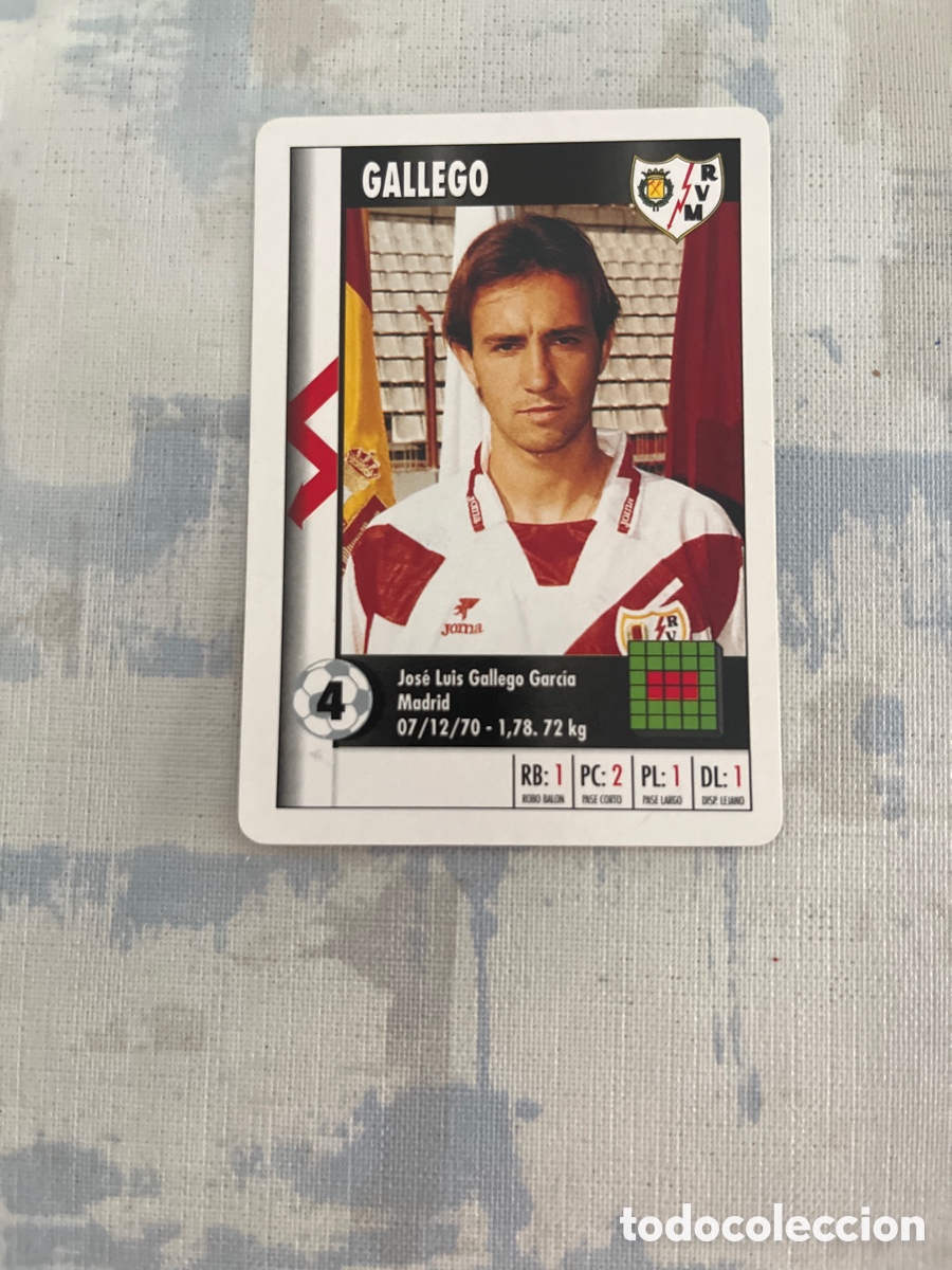 Cromos de f&uacute;tbol: GALLEGO RAYO VALLECANO SUPER GOL 95 96 MARCA LFP 1995 1996 CARTA TAMA&Ntilde;O FOURNIER PERFECTO ESTADO