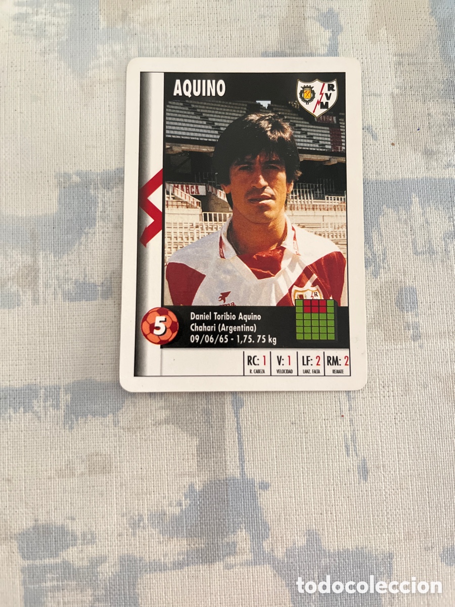 Cromos de F&uacute;tbol: AQUINO RAYO VALLECANO SUPER GOL 95 96 MARCA LFP 1995 1996 CARTA TAMA&Ntilde;O FOURNIER PERFECTO ESTADO