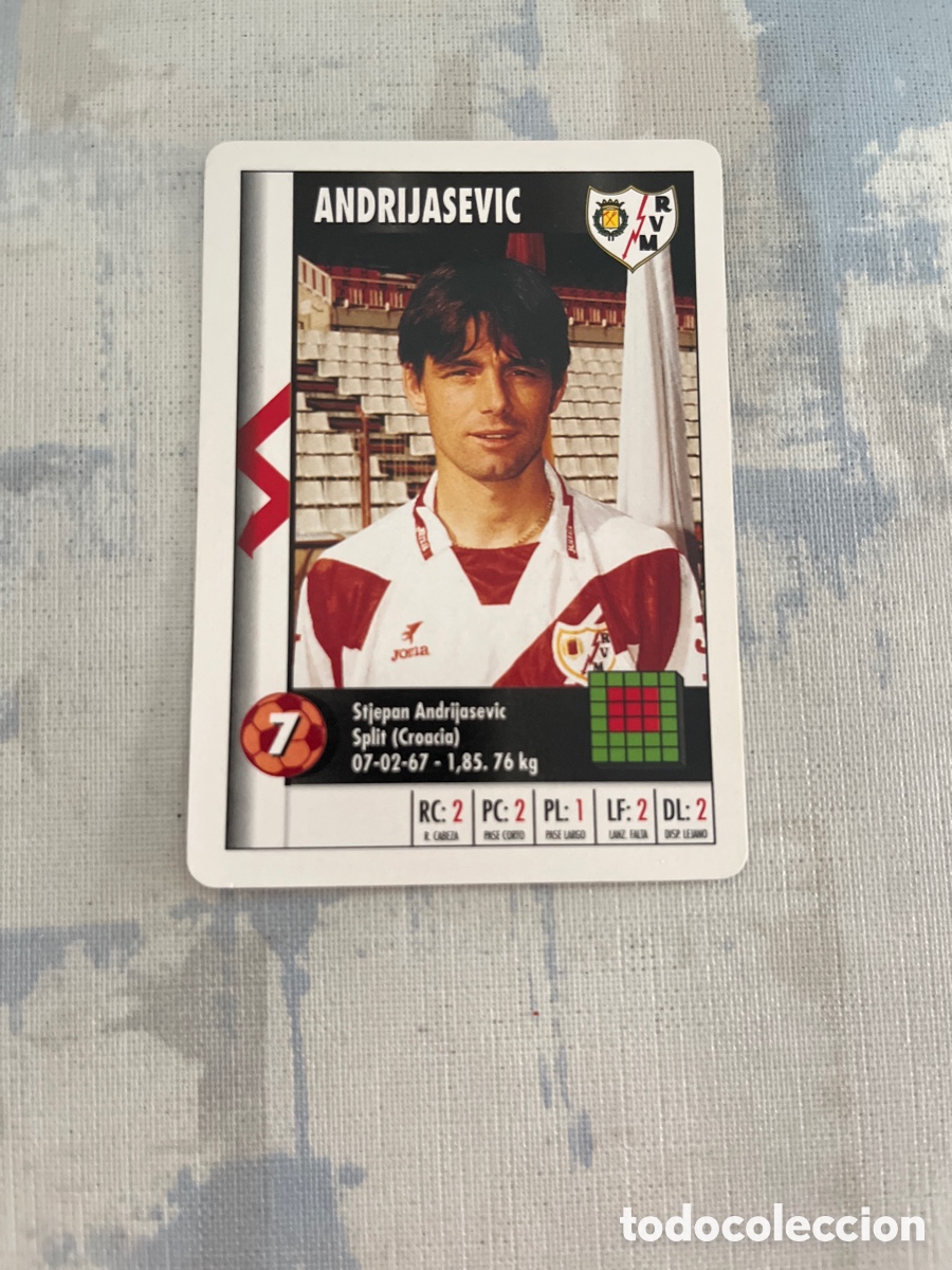 Figurine di Calcio: ANDRIJASEVIC RAYO VALLECANO SUPER GOL 95 96 MARCA LFP 1995 1996 CARTA TAMA&Ntilde;O FOURNIER PERFECT ESTADO