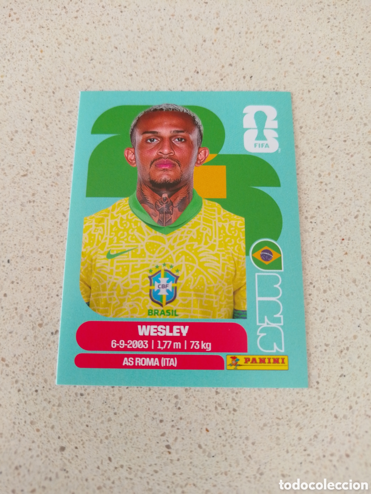 Figurine di Calcio: CROMO NUMERO 8 WESLEY BRASIL. MUNDIAL 2026. PANINI.