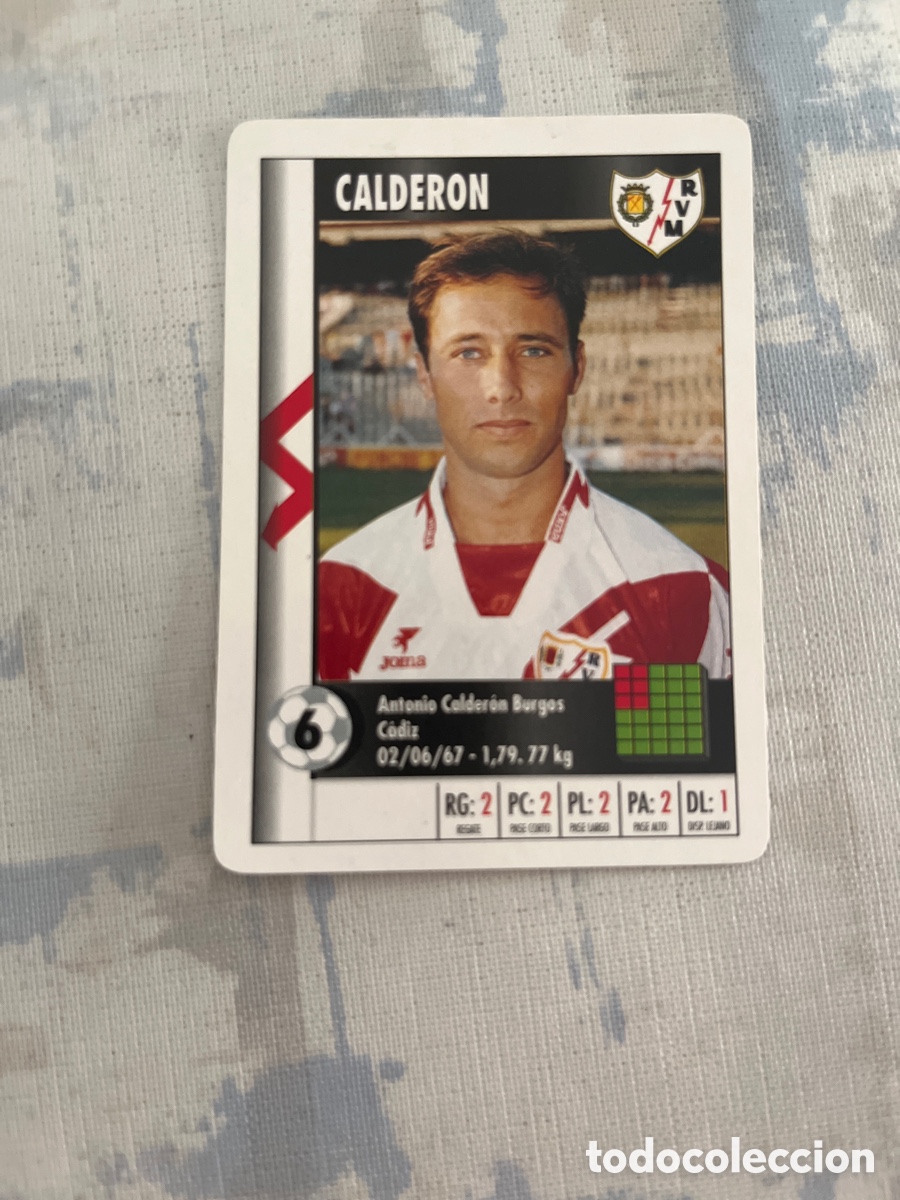 Figurine di Calcio: CALDERON RAYO VALLECANO SUPER GOL 95 96 MARCA LFP 1995 1996 CARTA TAMA&Ntilde;O FOURNIER PERFECTO ESTADO