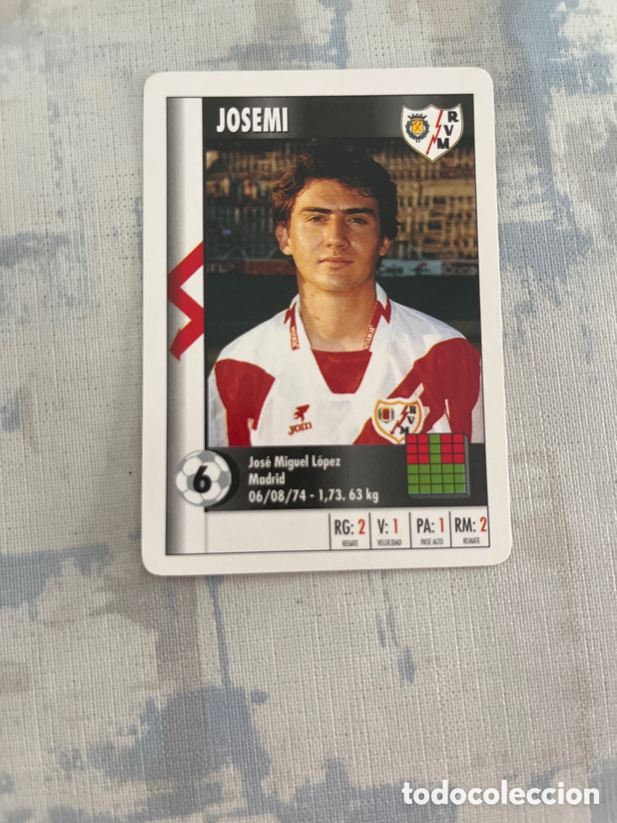 Figurine di Calcio: JOSEMI RAYO VALLECANO SUPER GOL 95 96 MARCA LFP 1995 1996 CARTA TAMA&Ntilde;O FOURNIER PERFECTO ESTADO