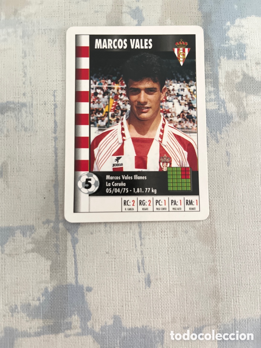 Figurine di Calcio: MARCOS VALES SPORTING DE GIJON SUPER GOL 95 96 MARCA LFP 1995 1996 TAMA&Ntilde;O FOURNIER PERFECTO ESTADO