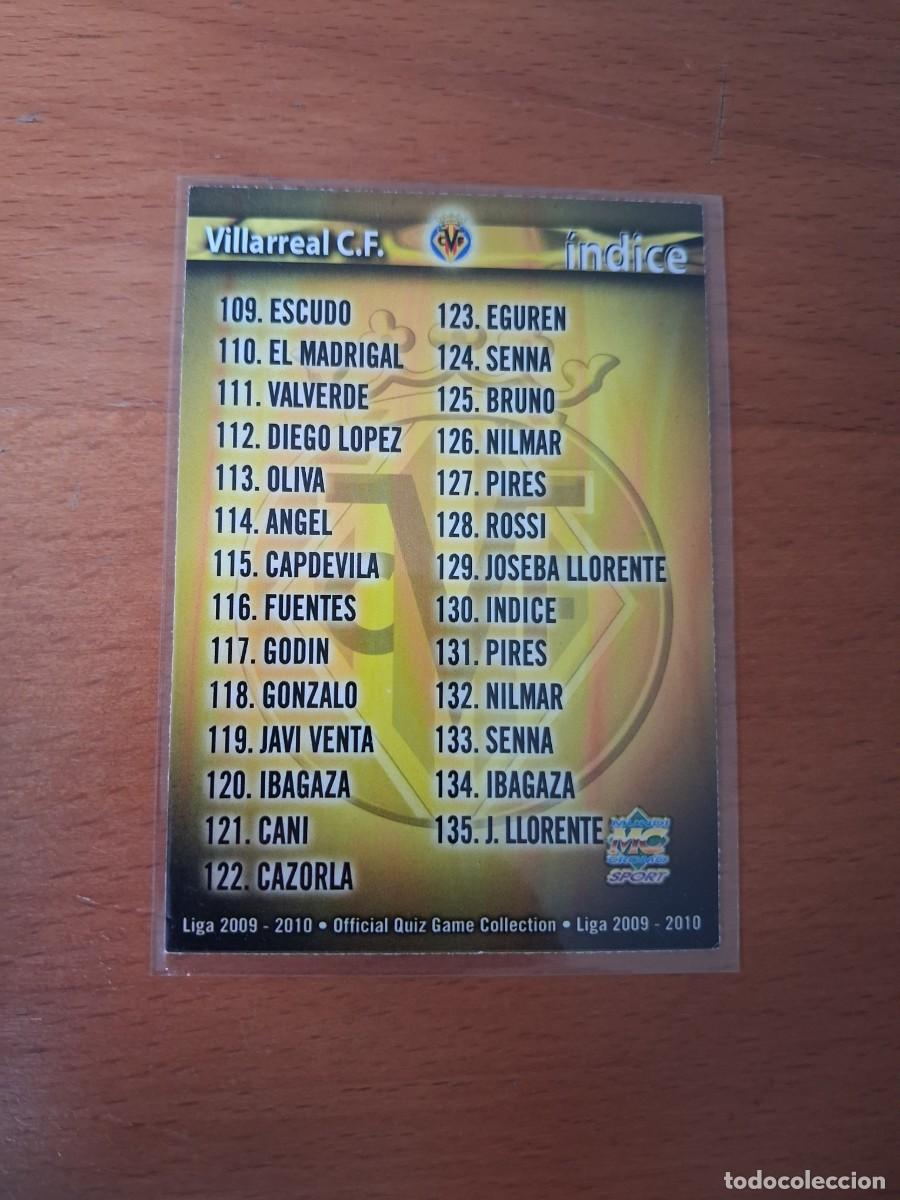 Cromos de f&uacute;tbol: Mundicromo Official Quiz Game Collection 2009 2010 Villarreal CF 130 Indice