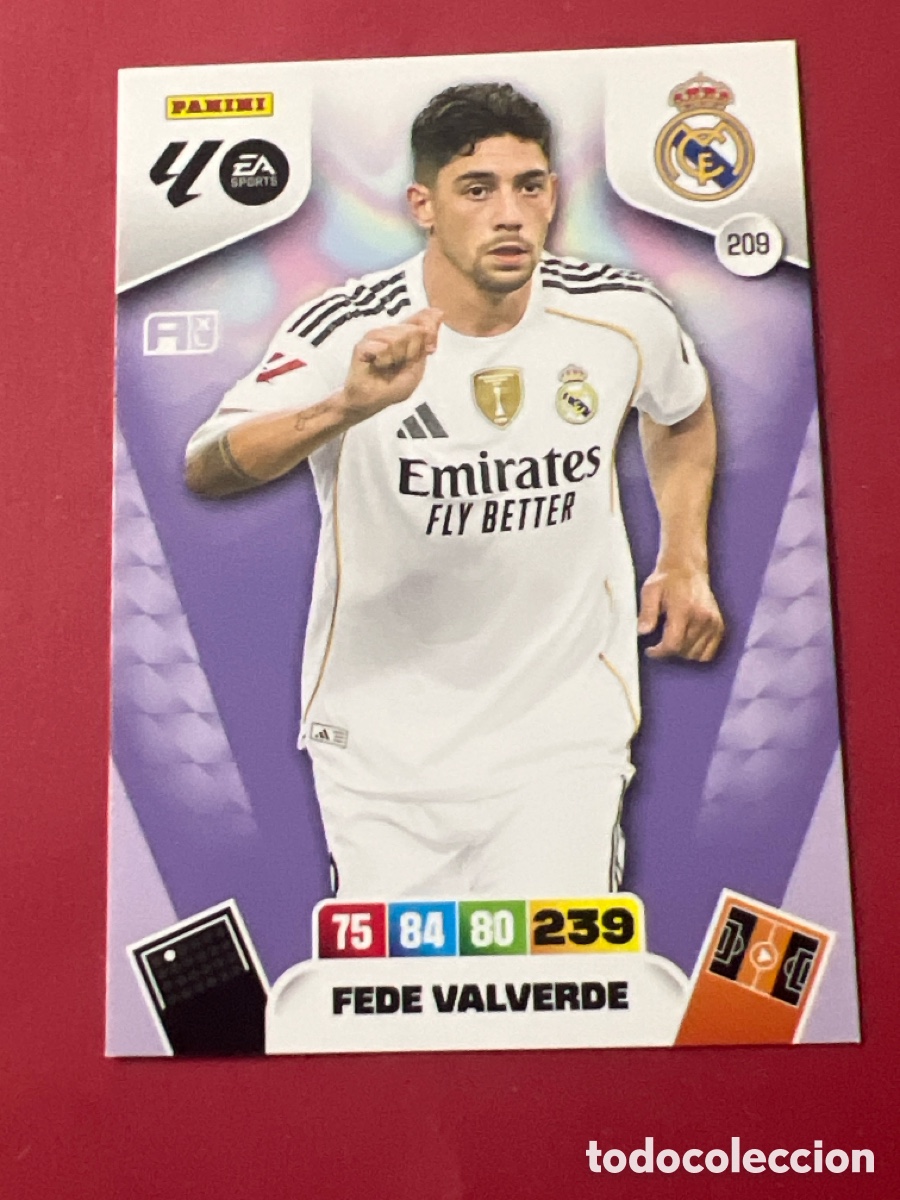 Figurine di Calcio: C2192. Fede Valverde n&uacute;mero 209 del Real Madrid cromo adrenalyn XL 25-26 2025-2026