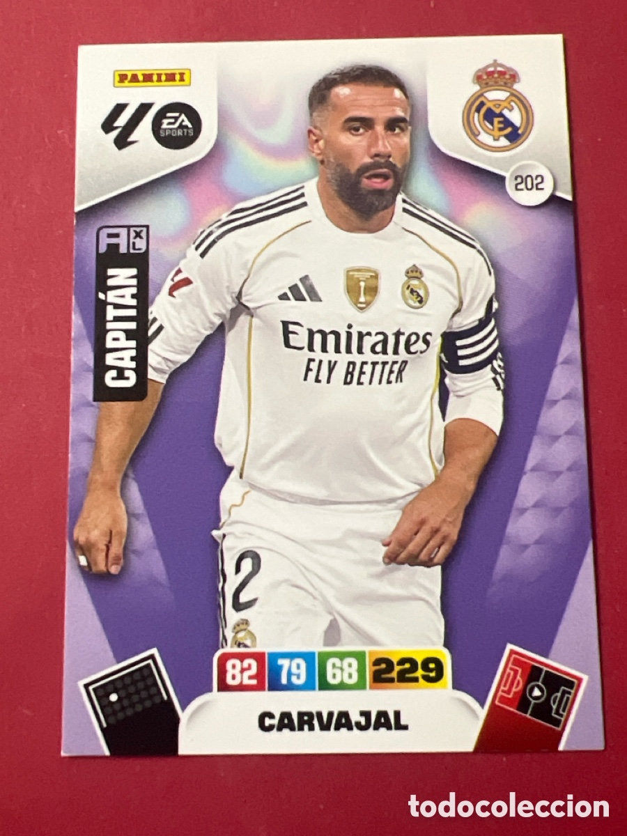 Cromos de F&uacute;tbol: C2193. Carvajal n&uacute;mero 202 del Real Madrid cromo adrenalyn XL 25-26 2025-2026