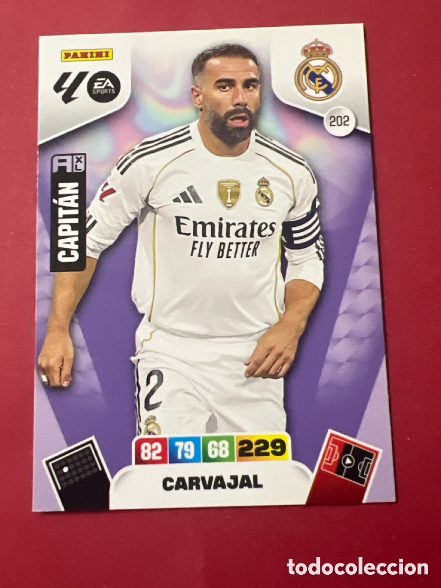 Cromos de F&uacute;tbol: C2194. Carvajal n&uacute;mero 202 del Real Madrid cromo adrenalyn XL 25-26 2025-2026