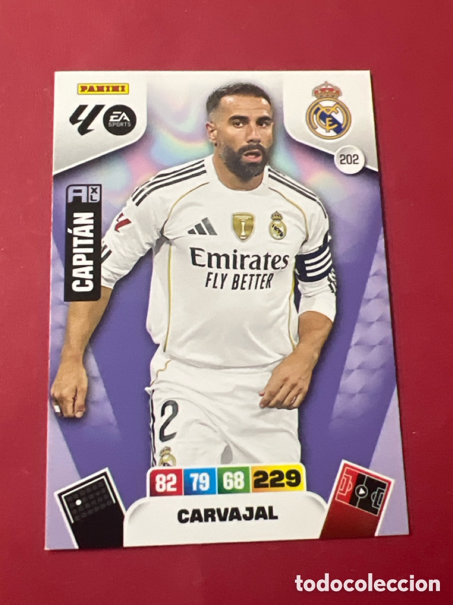 Cromos de F&uacute;tbol: C2195. Carvajal n&uacute;mero 202 del Real Madrid cromo adrenalyn XL 25-26 2025-2026