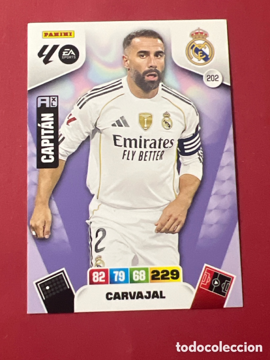 Fu&szlig;ball-Sticker: C2211. Carvajal n&uacute;mero 202 del Real Madrid cromo adrenalyn XL 25-26 2025-2026