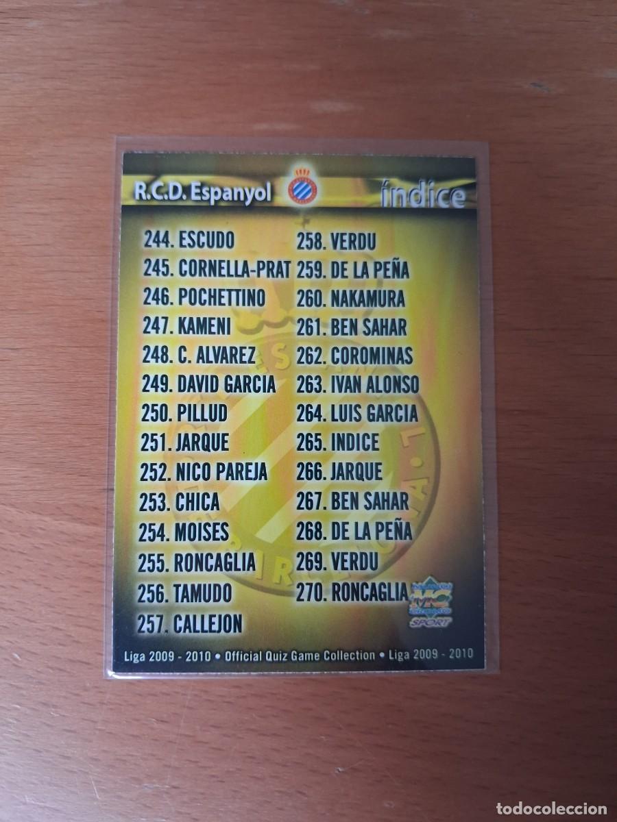 Fu&szlig;ball-Sticker: Mundicromo Official Quiz Game Collection 2009 2010 RCD Espanyol 265 Indice