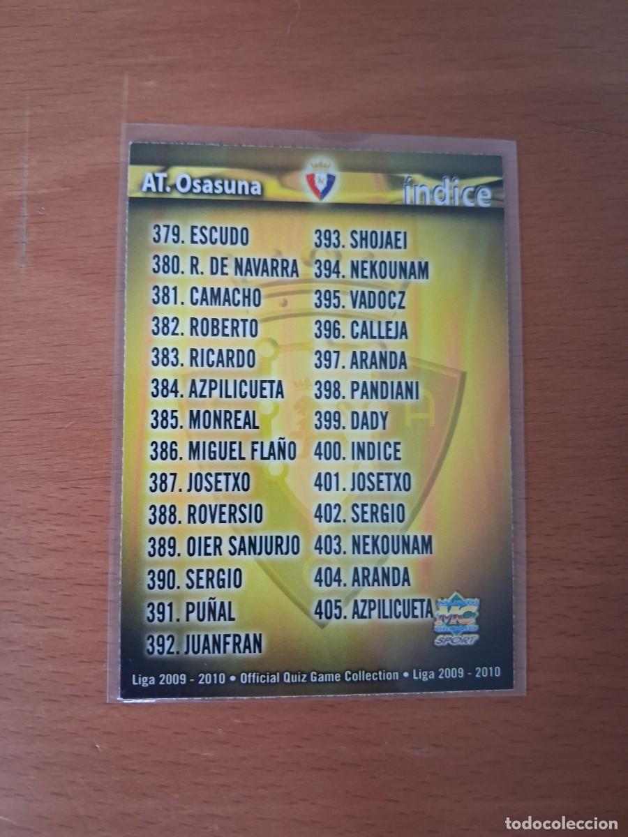 Cromos de Futebol: Mundicromo Official Quiz Game Collection 2009 2010 CA Osasuna 400 Indice