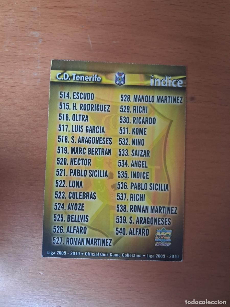 Figurine di Calcio: Mundicromo Official Quiz Game Collection 2009 2010 CD Tenerife 535 Indice