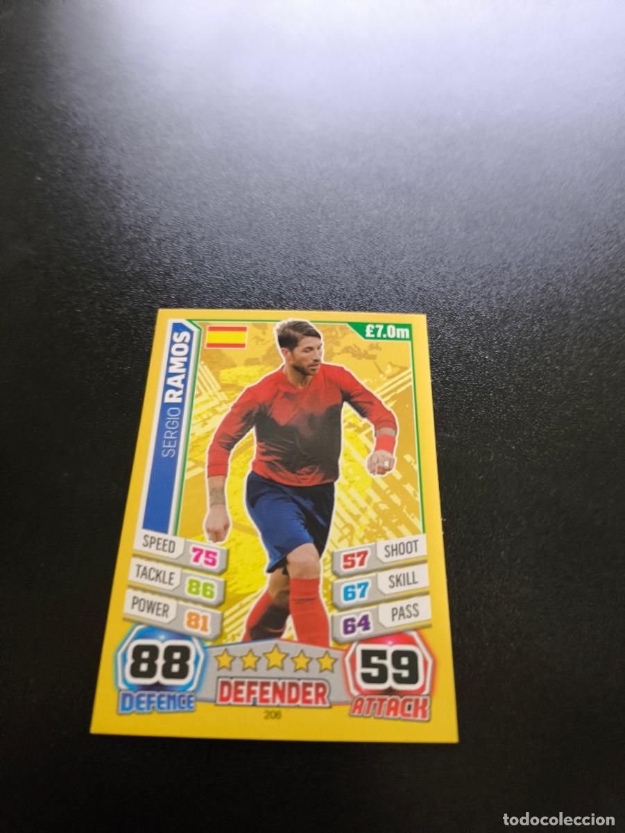 Fu&szlig;ball-Sticker: 206 Sergio Ramos REAL MADRID ESPA&Ntilde;A TOPPS MATCH ATTAX WORLD CUP MUNDIAL BRASIL 2014 14 PANINI LIGA
