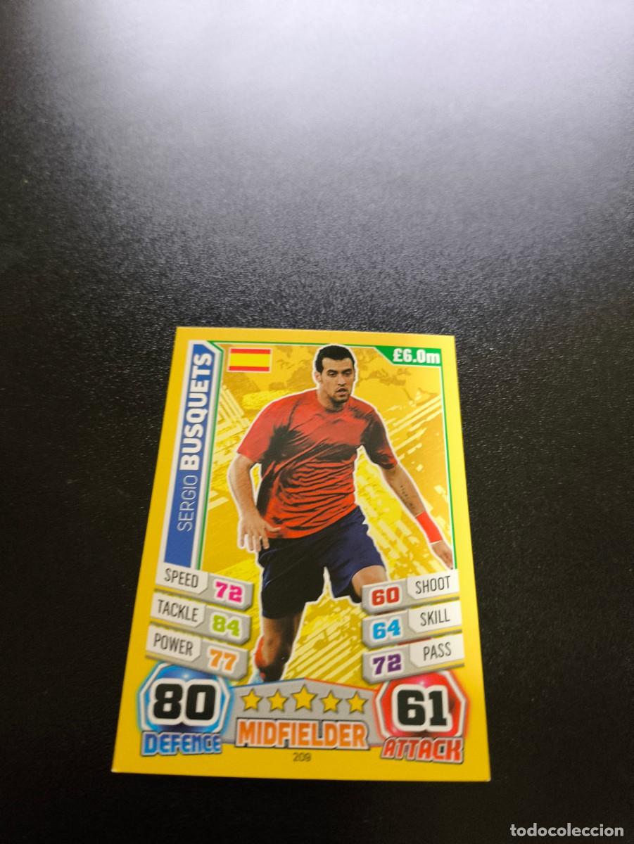 Fu&szlig;ball-Sticker: 209 Sergio Busquets BARCELONA ESPA&Ntilde;A TOPPS MATCH ATTAX WORLD CUP MUNDIAL BRASIL 2014 14 PANINI LIGA