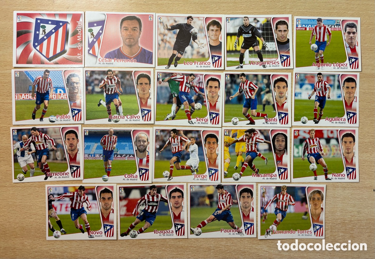 Cromos de F&uacute;tbol: 19 cromos Atletico de Madrid Ediciones Este 2004/05 sin pegar muy buen estado