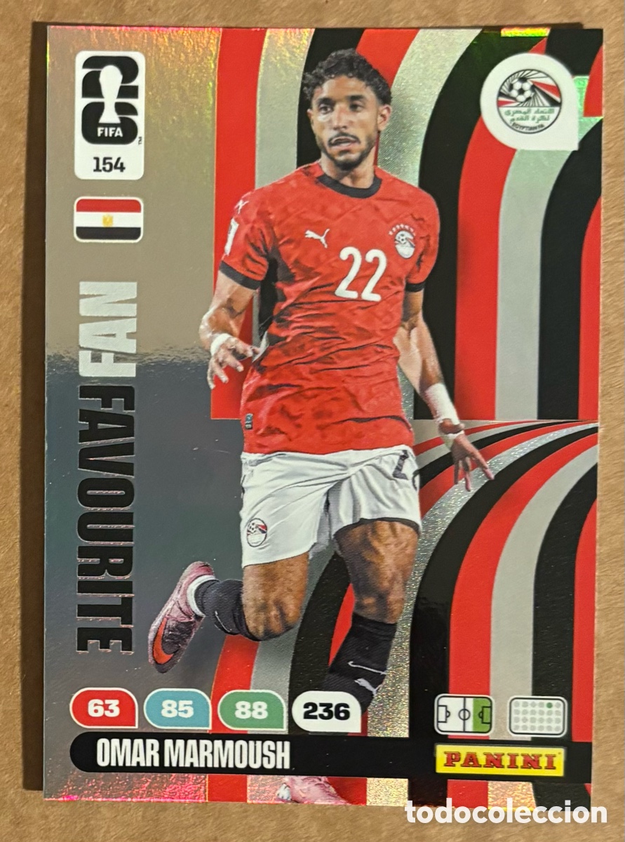 Cromos de F&uacute;tbol: OMAR MARMOUSH (EGIPTO). CARTA FAN FAVOURITE PANINI ADRENALYN XL FIFA WORLD CUP 2026. #154.