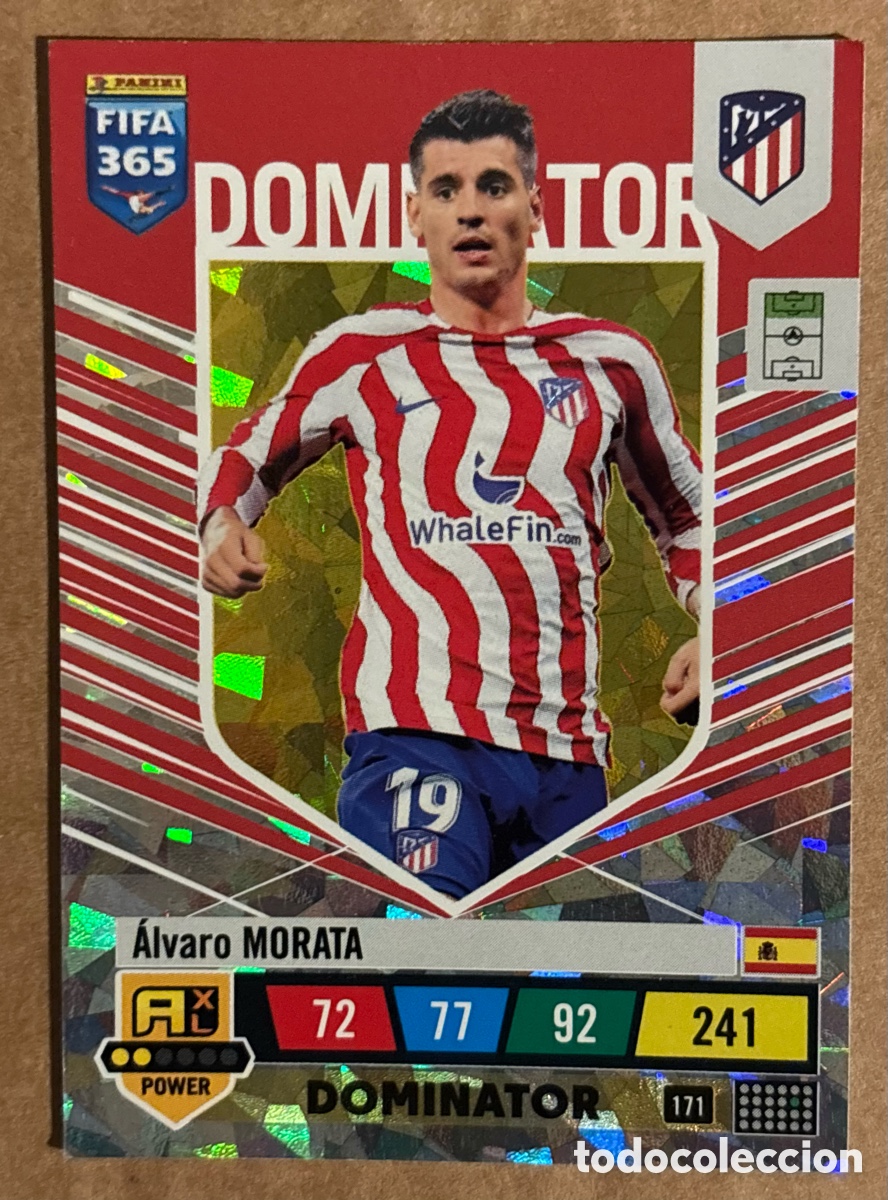 Cromos de F&uacute;tbol: &Aacute;LVARO MORATA (ATL&Eacute;TICO MADRID). CARTA DOMINATOR PANINI ADRENALYN XL FIFA 365. #171.