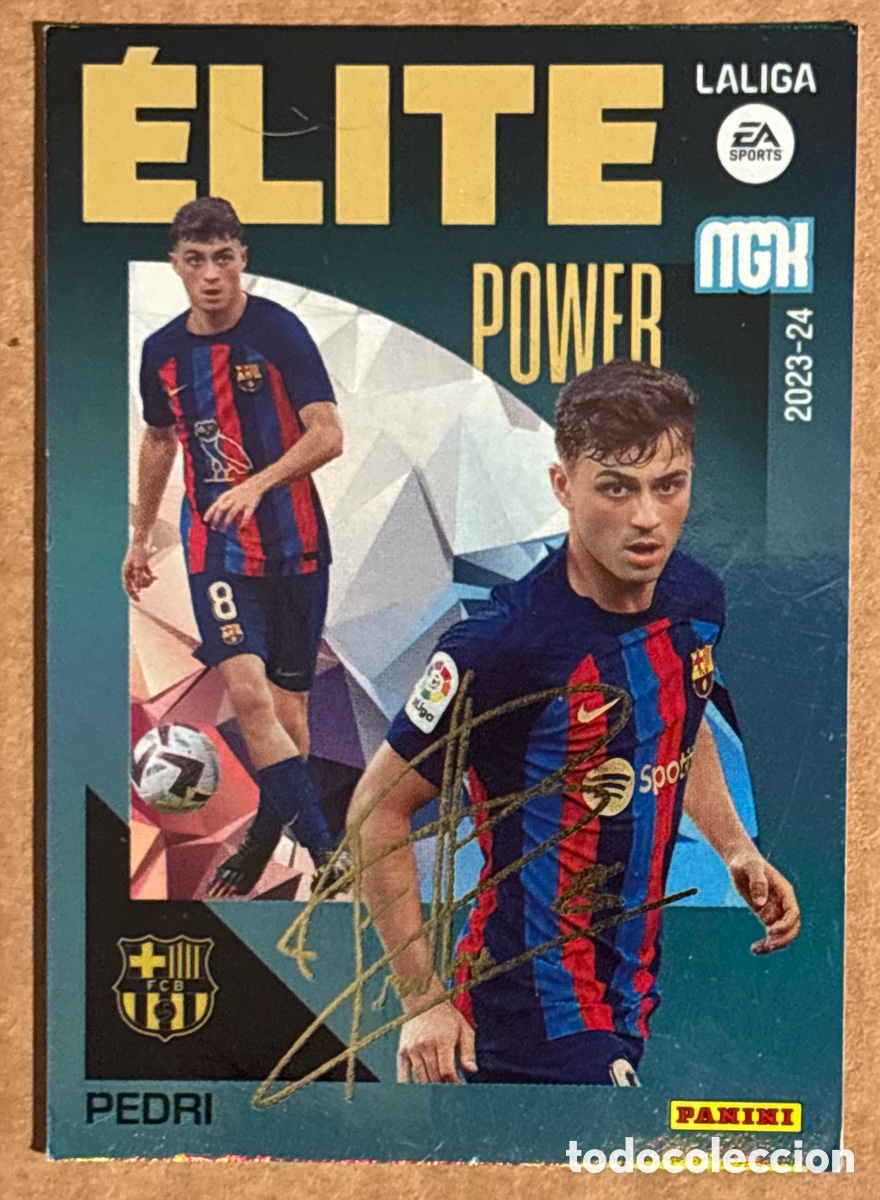 Cromos de F&uacute;tbol: PEDRI (FC BARCELONA). CARTA ELITE POWER CON AUT&Oacute;GRAFO PANINI MEGACRACKS LIGA 2023/24.
