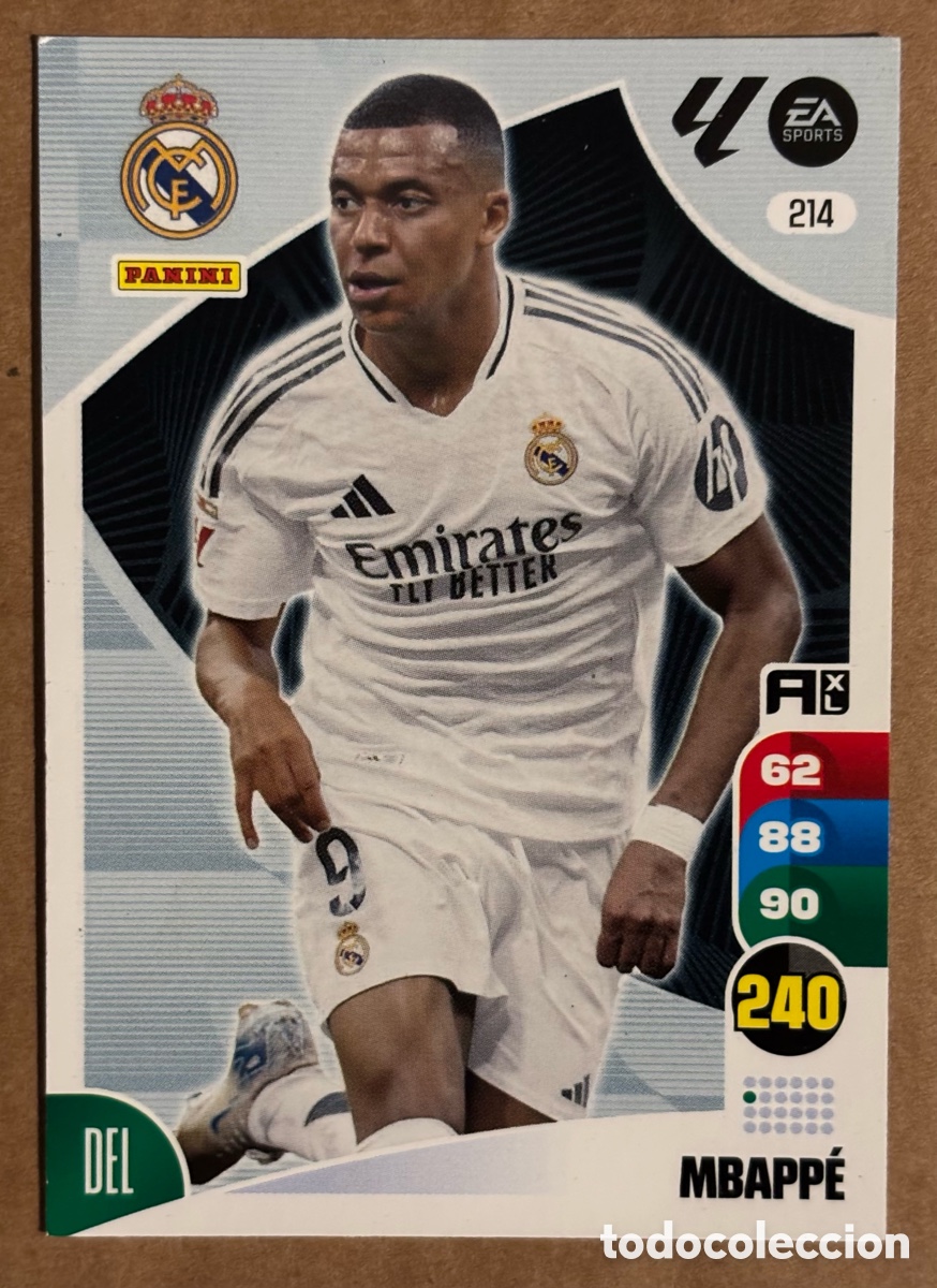 Cromos de F&uacute;tbol: MBAPP&Eacute; (REAL MADRID). CARTA PANINI ADRENALYN XL LIGA 2024/25. #214