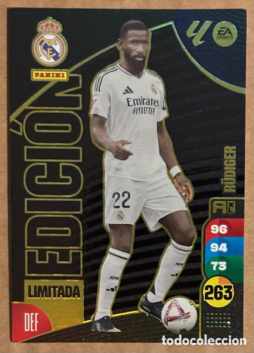 Cromos de F&uacute;tbol: RUDRYGER (REAL MADRID). CARTA EDICI&Oacute;N LIMITADA PANINI ADRENALYN XL LIGA 2024/25.