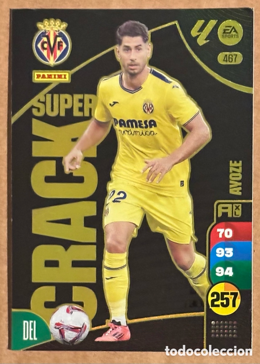 Cromos de F&uacute;tbol: AYOZE (VILLARREAL). CARTA S&Uacute;PER CRACK PANINI ADRENALYN XL LIGA 2024/25.