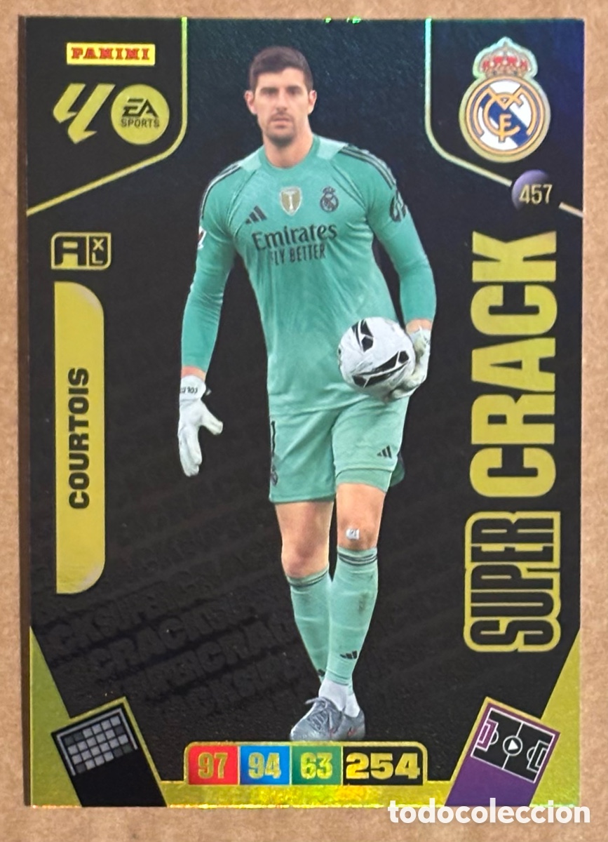 Cromos de F&uacute;tbol: COURTOIS (REAL MADRID). CARTA S&Uacute;PER CRACK PANINI ADRENALYN XL LIGA 2024/25.