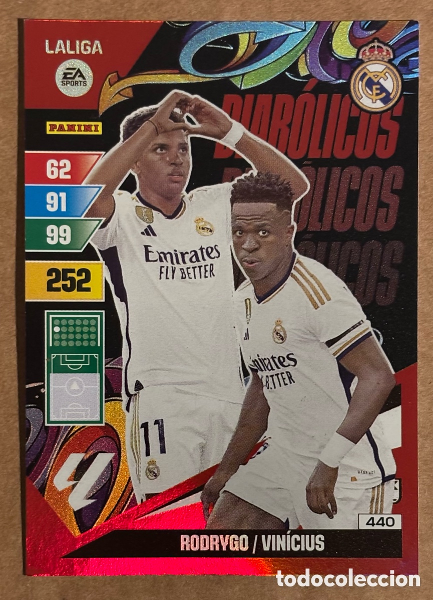Cromos de F&uacute;tbol: RODRYGO & VINICIUS (REAL MADRID). CARTA DIAB&Oacute;LICOS PANINI ADRENALYN XL LIGA 2023/24.
