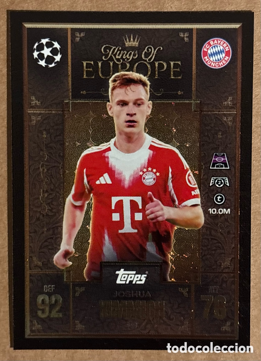 Football Stickers: JOSHUA KIMMICH (MANCHESTER CITY). CARTA KINGS OF EUROPE TOPPS MATCH ATTAX 2025/26.