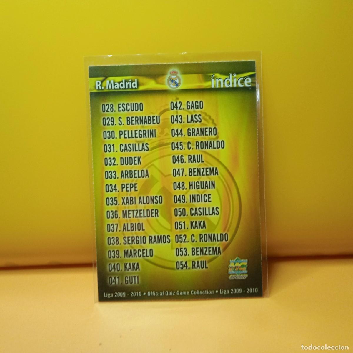 Cromos de F&uacute;tbol: MUNDICROMO 2009 2010 09 10 REAL MADRID &Iacute;NDICE 49