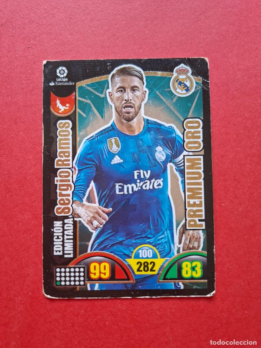 Cromos de F&uacute;tbol: SERGIO RAMOS PREMIUM ORO EDICION LIMITADA REAL MADRID ADRENALYN XL 2017 2018 17 18