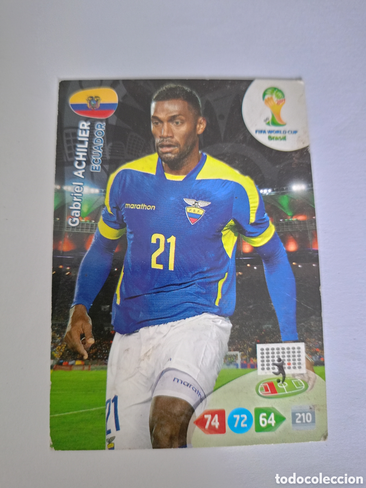 Fu&szlig;ball-Sticker: U102 ACHILIER (ECUADOR) - CARD ADRENALYN XL WORLD CUP 2014 BRASIL PANINI