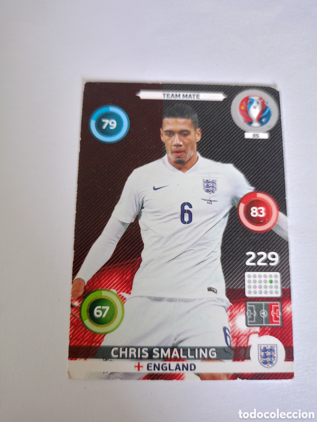 Fu&szlig;ball-Sticker: 85 Chris Smalling - Inglaterra - Team Mate - PANINI Adrenalyn XL Euro 2016 16