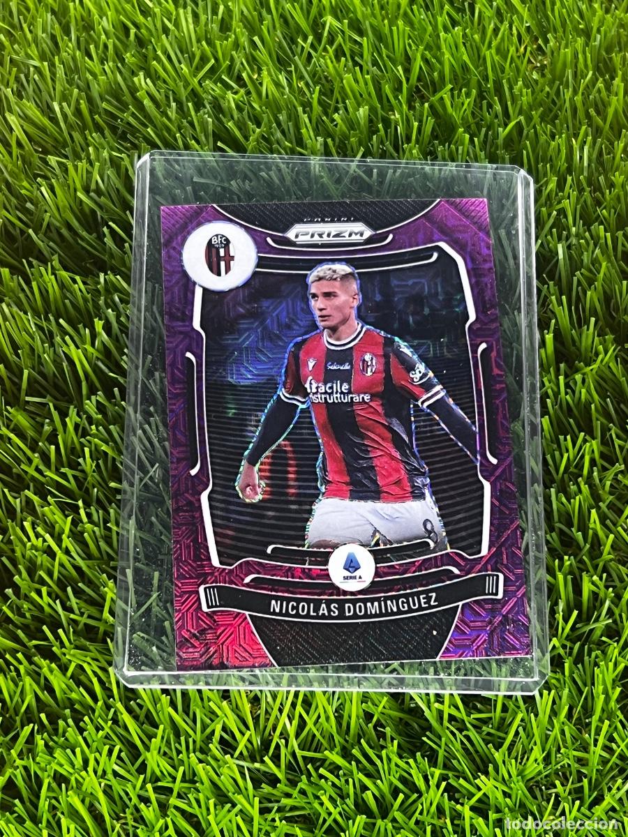 Cromos de F&uacute;tbol: N&ordm; 207 Nicol&aacute;s Dom&iacute;nguez Prizm Purple Mojo Bolonia FC Panini Chronicles Serie A 21 22