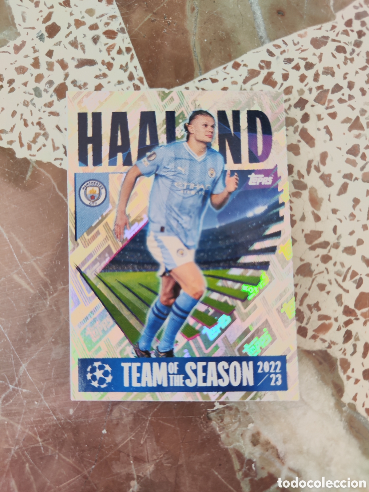 Cromos de f&uacute;tbol: Topps champions league 23 24 sin pegar 14 Manchester City Haaland Team of the season